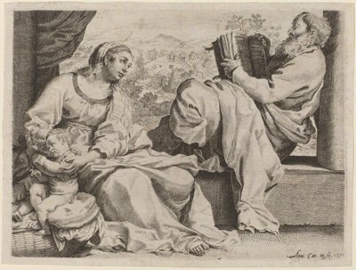 De Heilige Familie met de jonge Johannes de Doper door Annibale Carracci